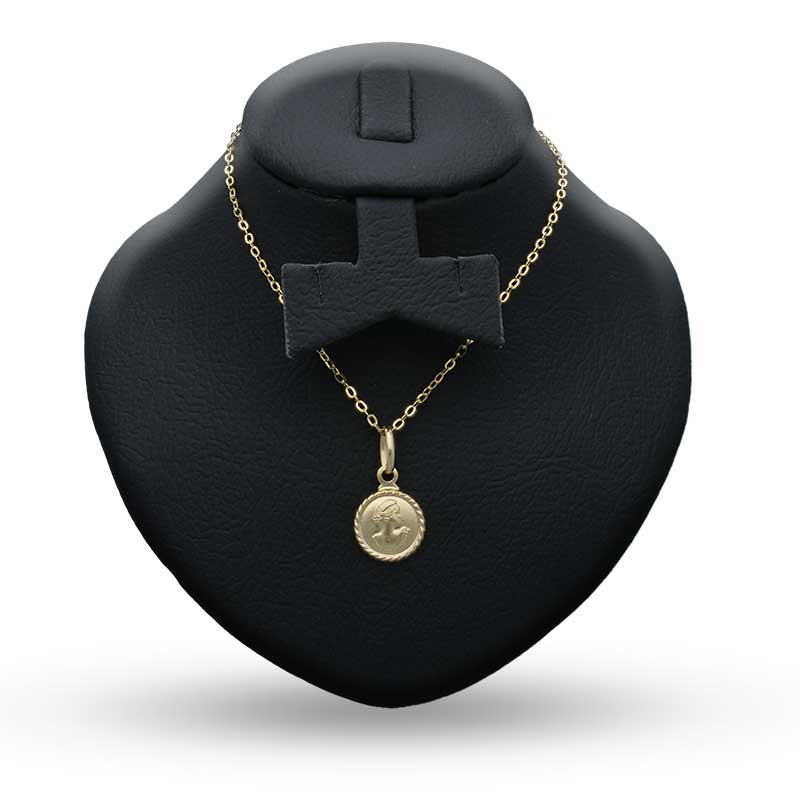Gold Necklace (Chain with Queen Round Shaped Pendant) 18KT - FKJNKL18KU1105