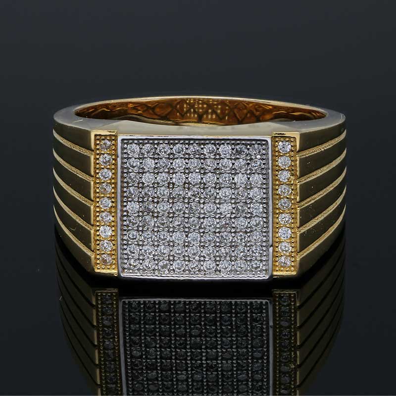 Sterling Silver 925 Men's Gold Plated Ring - FKJRNSLU2055