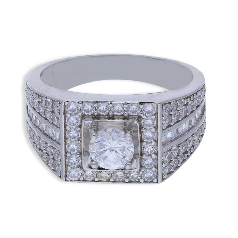 Sterling Silver 925 Men's Solitaire Ring - FKJRNSLU2058