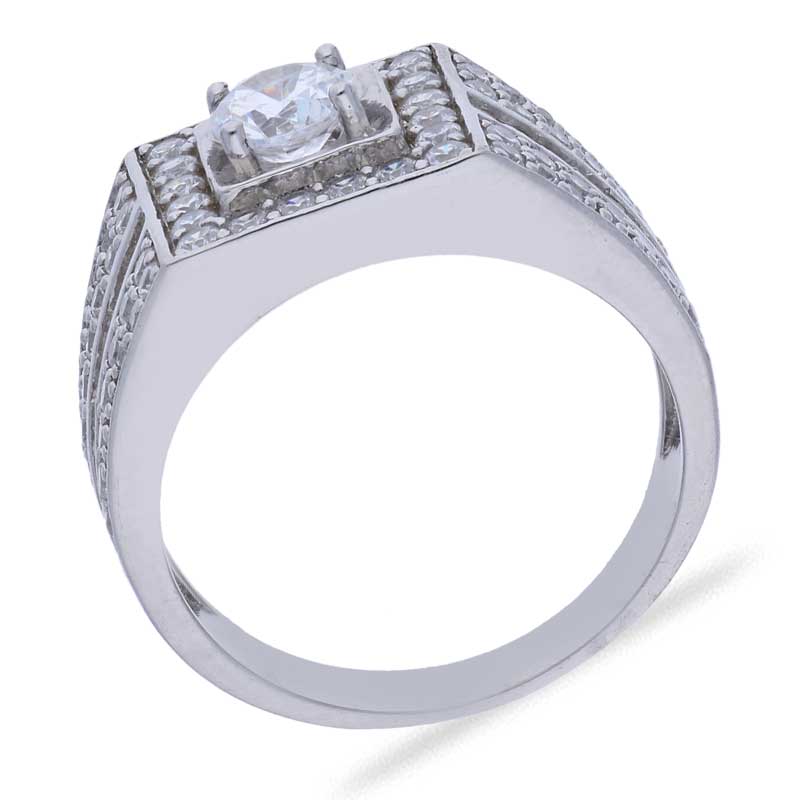 Sterling Silver 925 Men's Solitaire Ring - FKJRNSLU2058