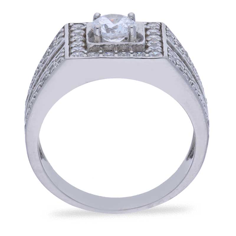 Sterling Silver 925 Men's Solitaire Ring - FKJRNSLU2058