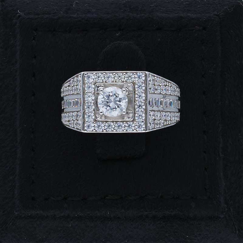 Sterling Silver 925 Men's Solitaire Ring - FKJRNSLU2058