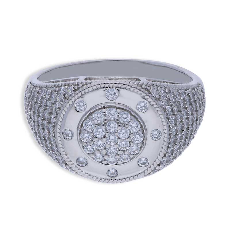 Sterling Silver 925 Round Shaped Men's Ring - FKJRNSLU2065