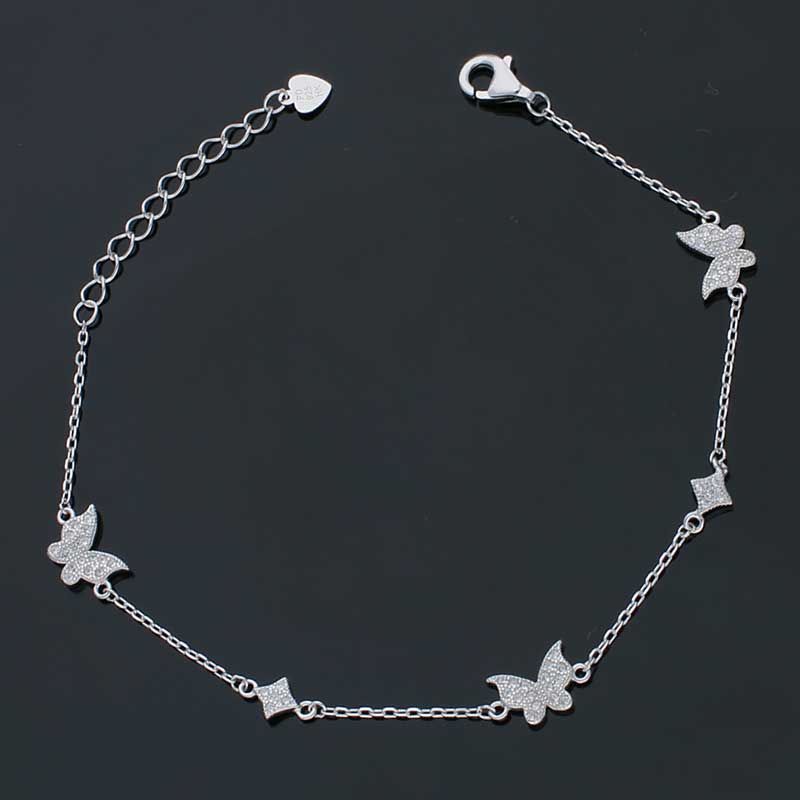 Sterling Silver 925 Butterfly Bracelet - FKJBRLSLU1053