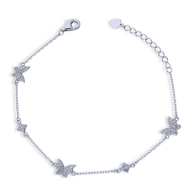 Sterling Silver 925 Butterfly Bracelet - FKJBRLSLU1053