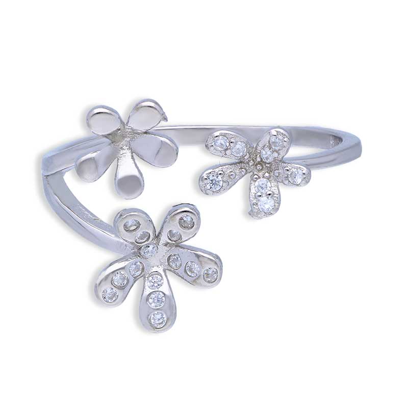 Sterling Silver 925 Flowers Ring - FKJRNSLU2068