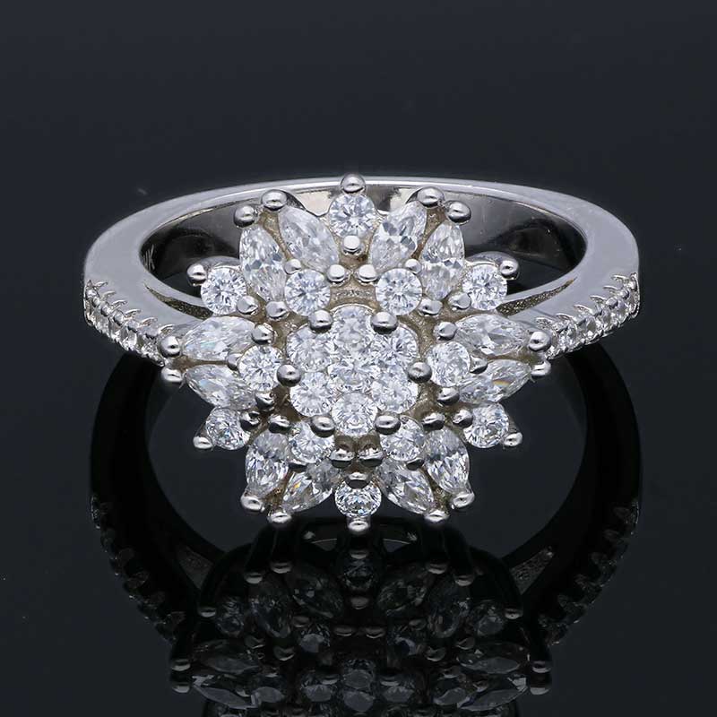 Sterling Silver 925 Flower Shaped Ring - FKJRNSLU2079