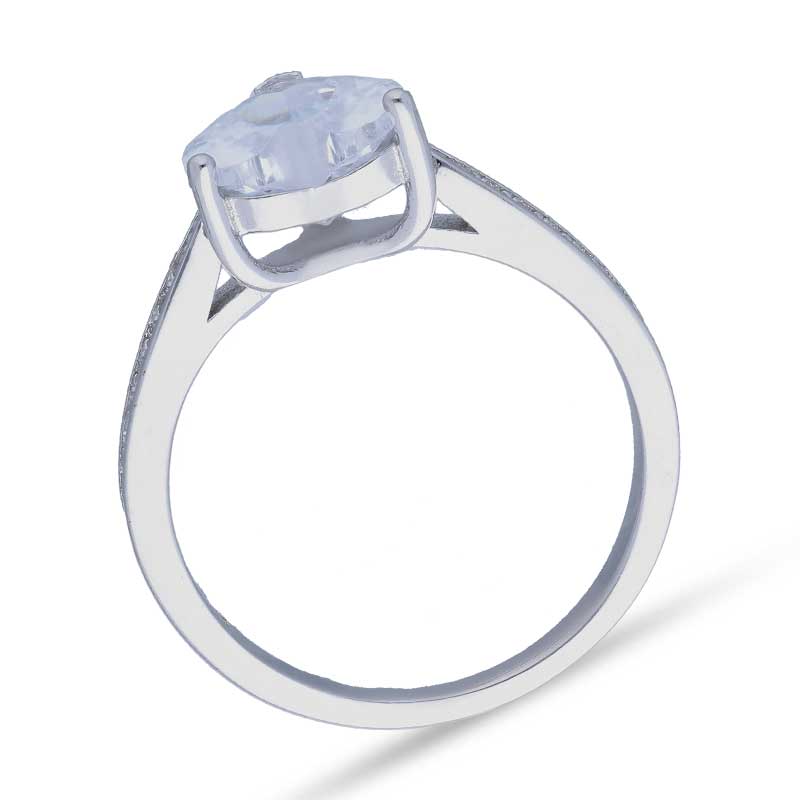 Sterling Silver 925 Heart Shaped Solitaire Ring - FKJRNSLU2074