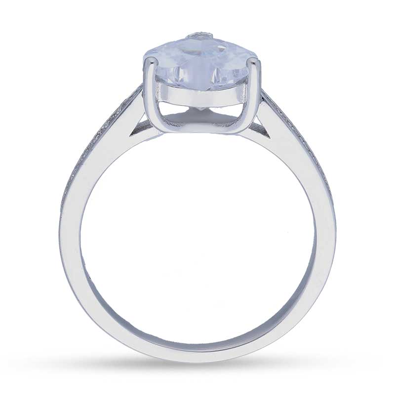 Sterling Silver 925 Heart Shaped Solitaire Ring - FKJRNSLU2074