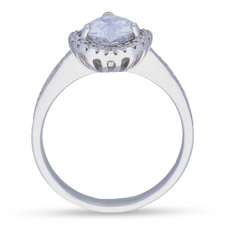Sterling Silver 925 Heart Shaped Solitaire Ring - FKJRNSLU2076