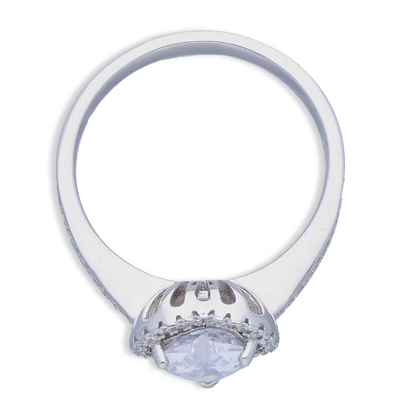 Sterling Silver 925 Heart Shaped Solitaire Ring - FKJRNSLU2076