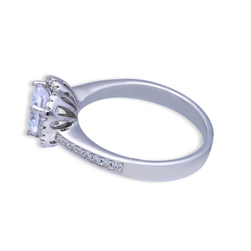 Sterling Silver 925 Heart Shaped Solitaire Ring - FKJRNSLU2076