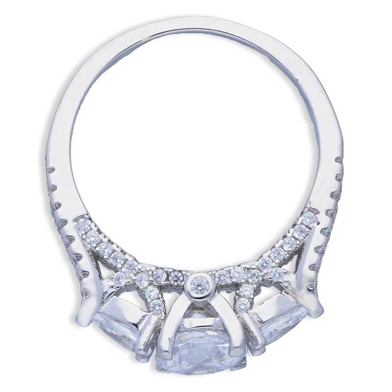 Sterling Silver 925 Round and Pear Shaped Solitaire Ring - FKJRNSLU2078