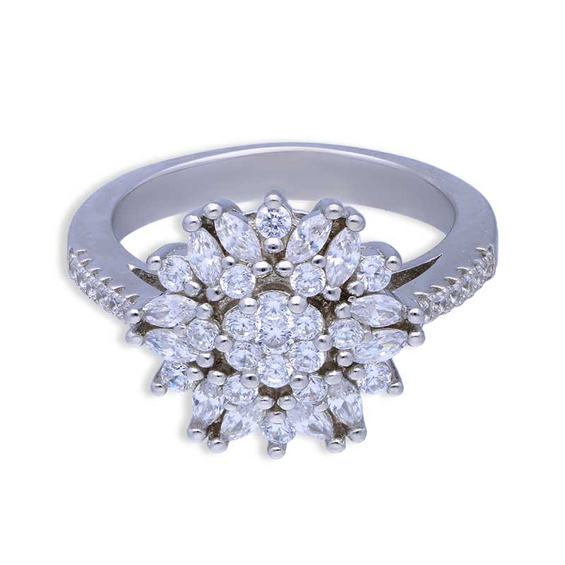 Sterling Silver 925 Flower Shaped Ring - FKJRNSLU2079