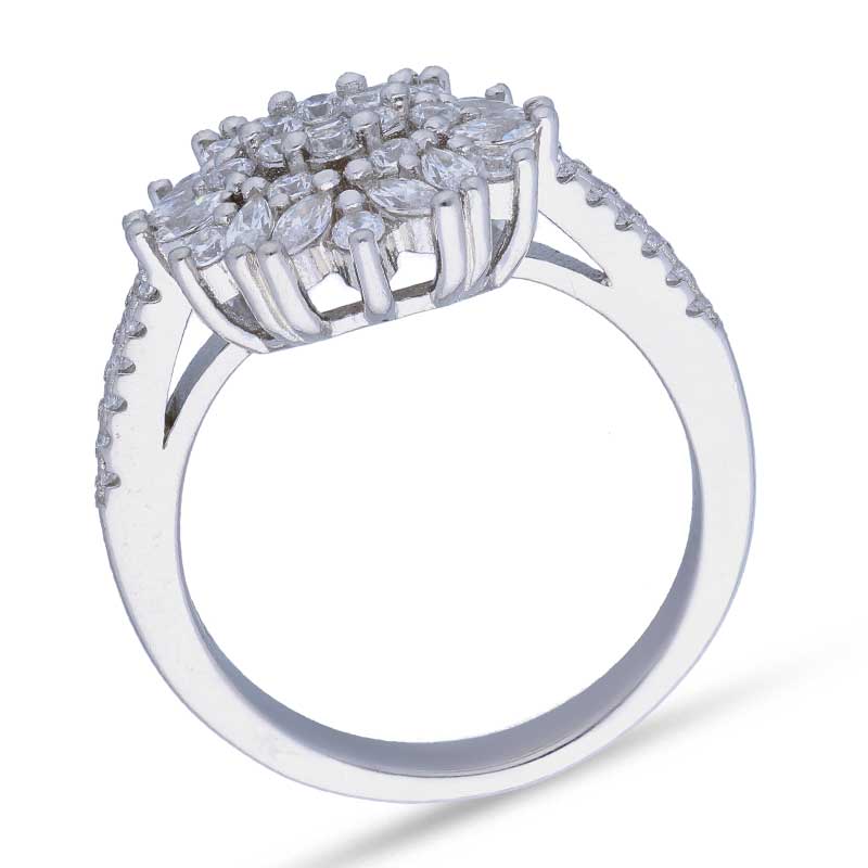 Sterling Silver 925 Flower Shaped Ring - FKJRNSLU2079