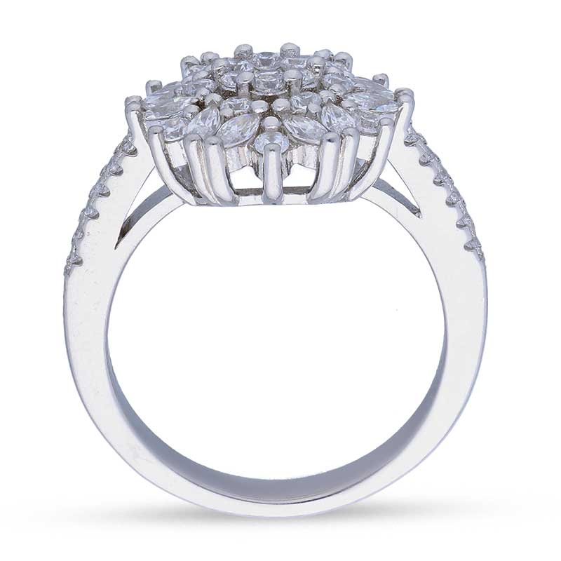 Sterling Silver 925 Flower Shaped Ring - FKJRNSLU2079