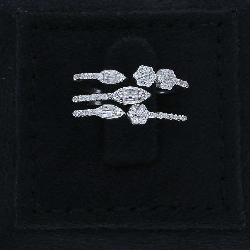 Sterling Silver 925 Leaf and Flower Shaped Ring - FKJRNSLU2077