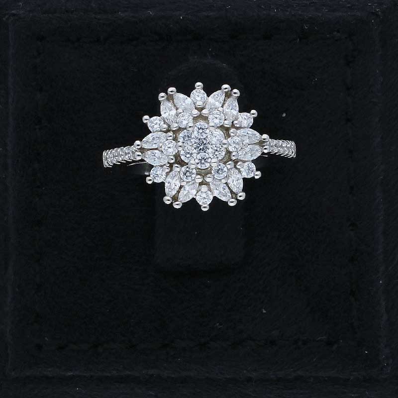 Sterling Silver 925 Flower Shaped Ring - FKJRNSLU2079