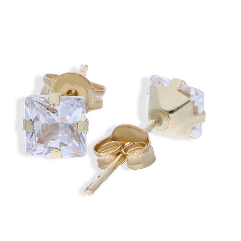Gold Solitaire Stud Earrings 18KT - FKJERN18KU3127