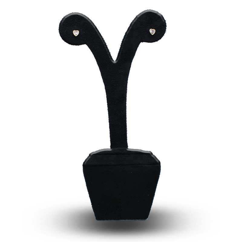 Gold Heart Shaped Solitaire Stud Earrings 18KT - FKJERN18KU3125