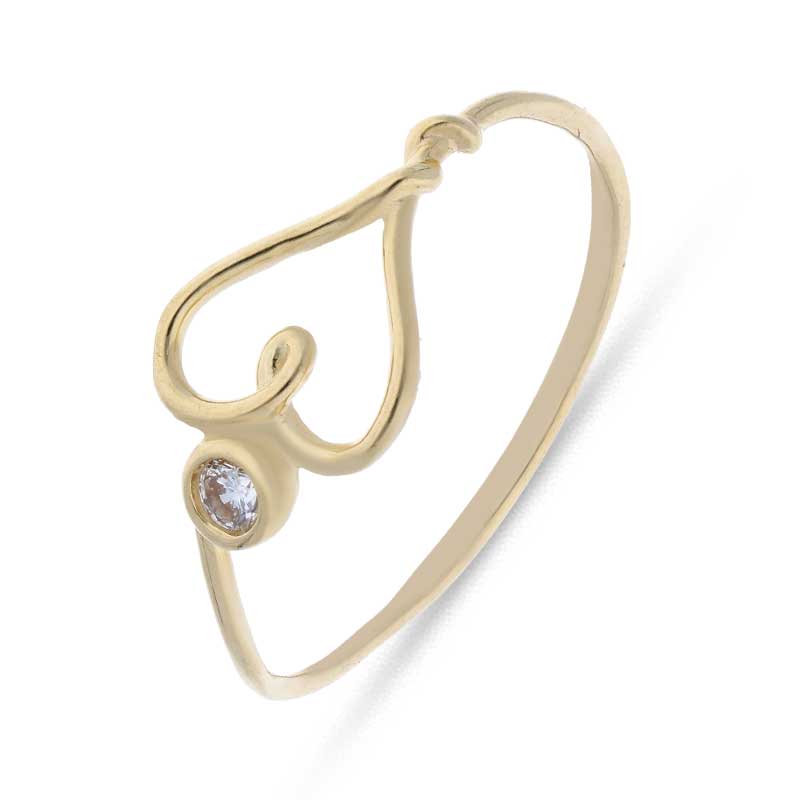 Gold Heart Shaped Ring 18KT - FKJRN18KU2084