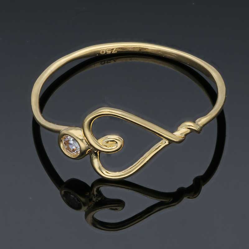 Gold Heart Shaped Ring 18KT - FKJRN18KU2084