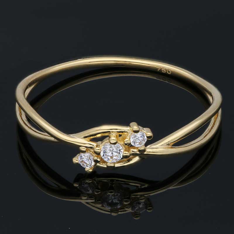 Gold Solitaire Ring 18KT - FKJRN18KU2085