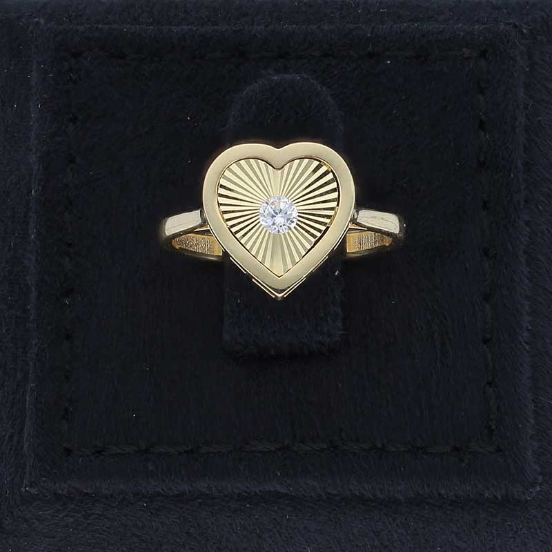 Gold Heart Shaped Ring 18KT - FKJRN18KU2094