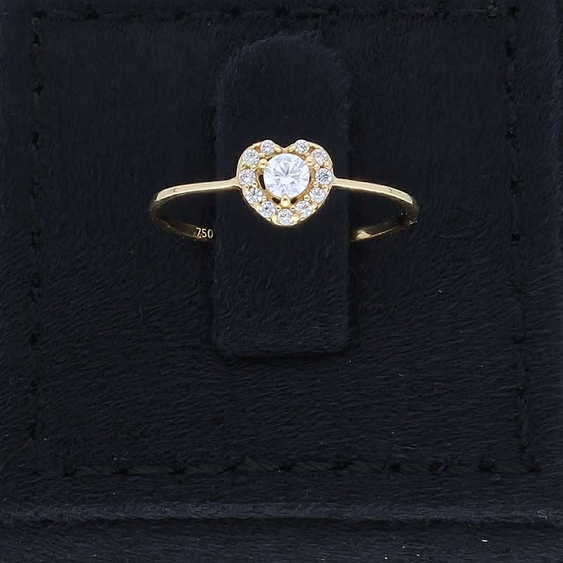 Gold Heart Shaped Ring 18KT - FKJRN18KU2088