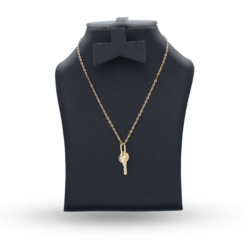 Gold Necklace (Chain with Key and Heart Lock Pendant) 18KT - FKJNKL18KU1124