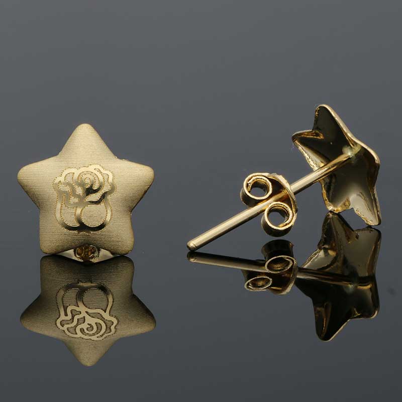 Gold Star Shaped Stud Earrings 18KT - FKJERN18KU3032