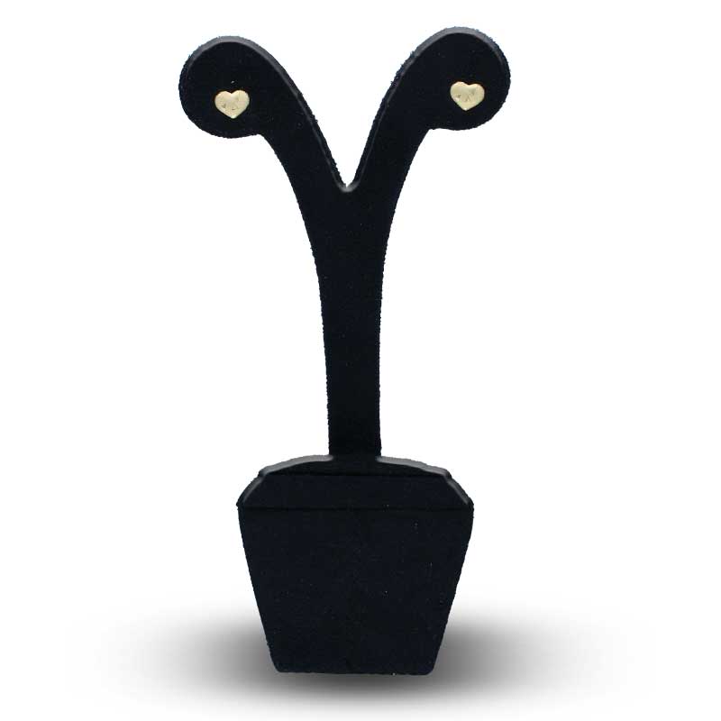 Gold Heart Shaped Stud Earrings 18KT - FKJERN18KU3034