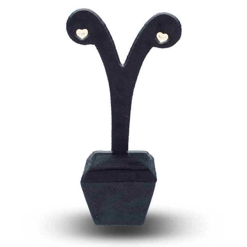 Gold Heart Shaped Stud Earrings 18KT - FKJERN18KU3035