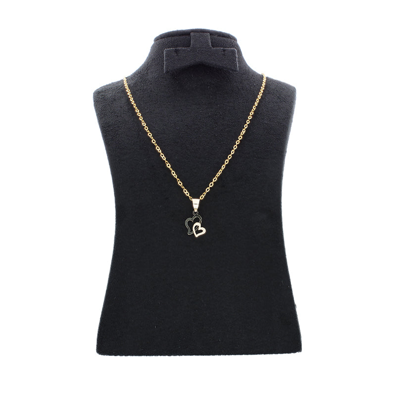 Gold Necklace (Chain with Twin Hearts Pendant) 18KT - FKJNKL18KU1056