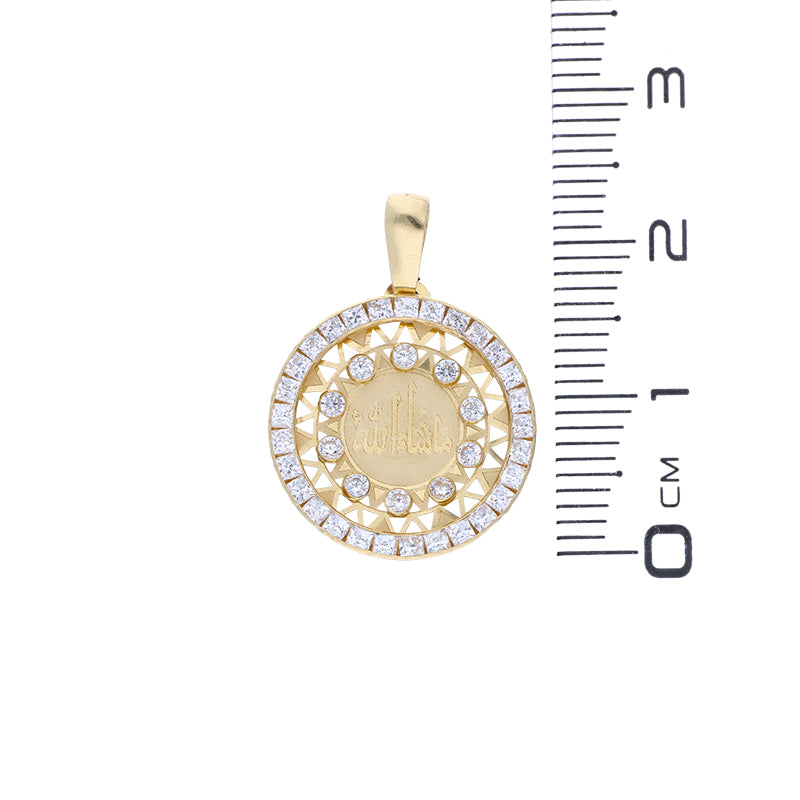 Gold Round Shaped Mashallah Pendant 18KT - FKJPND18KU1076