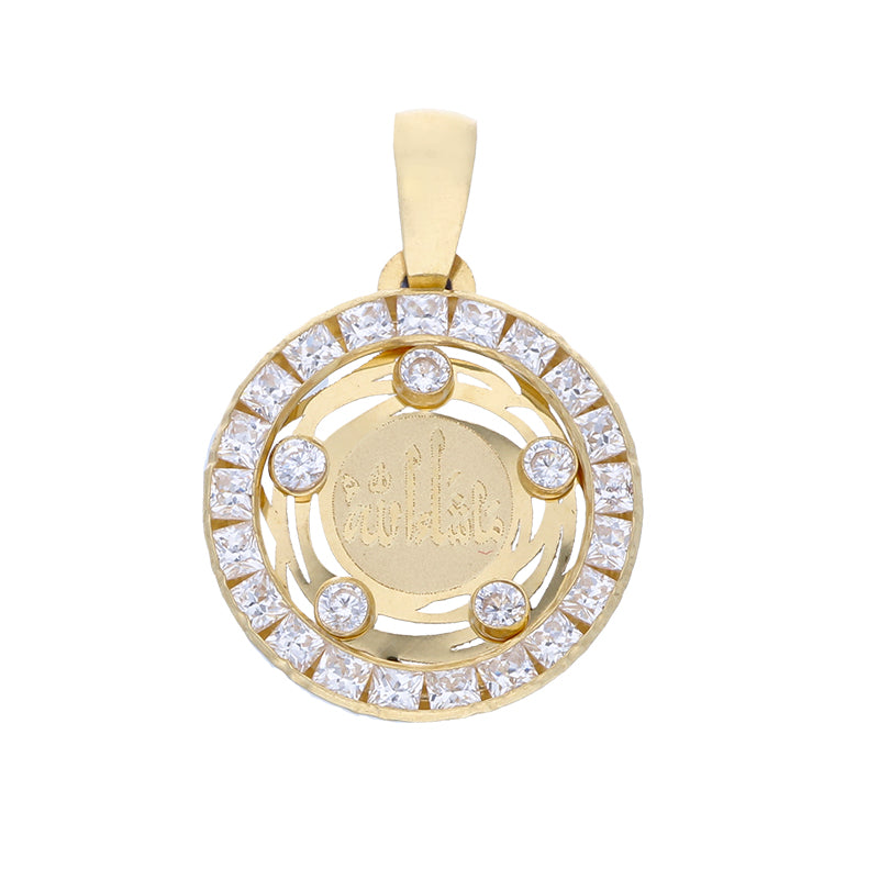 Gold Round Shaped Mashallah Pendant 18KT - FKJPND18KU1072