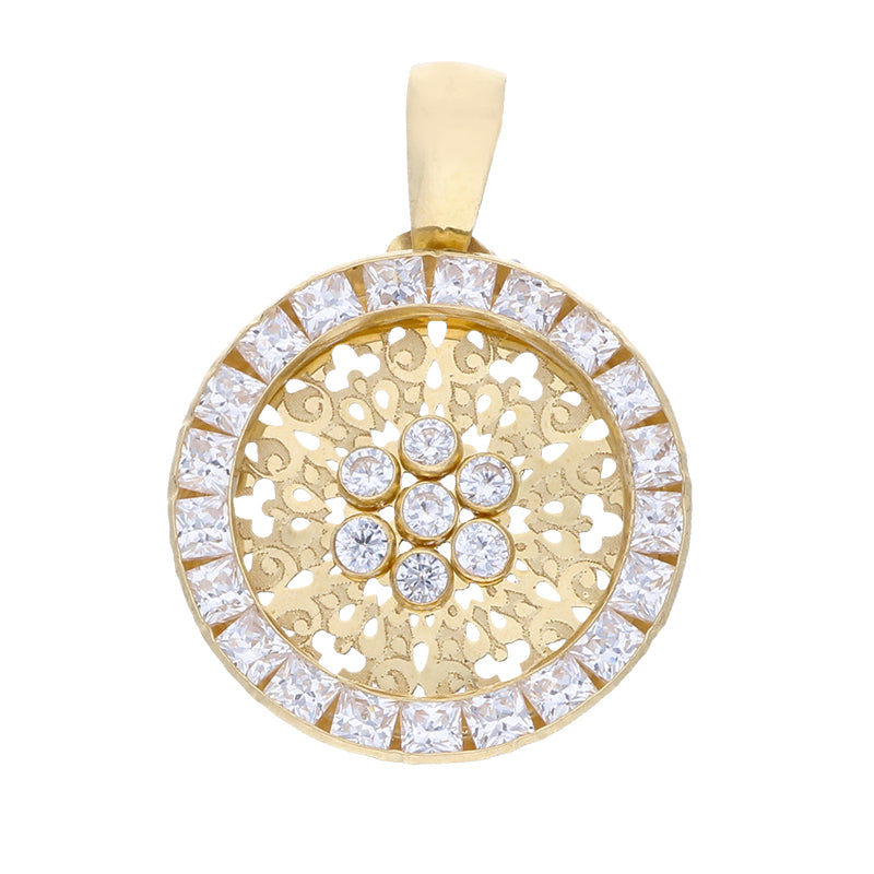 Gold Round Shaped Pendant 18KT - FKJPND18KU1081