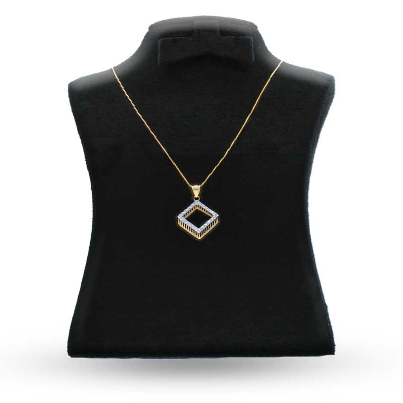 Gold Necklace (Chain with Rhombus Pendant) 18KT - FKJNKL18KU1070