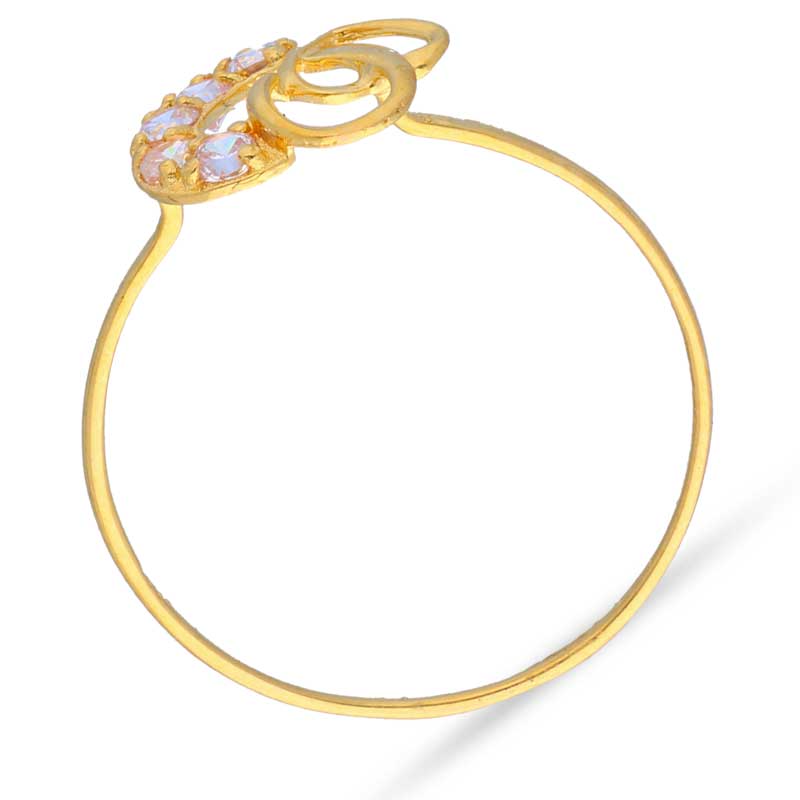 Gold Solitaire in Twisted Twin Hearts Shaped Ring 18KT - FKJRN18KU2006