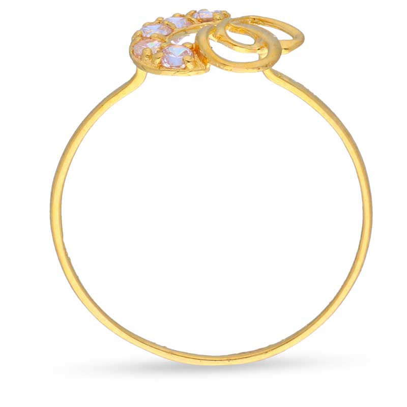Gold Solitaire in Twisted Twin Hearts Shaped Ring 18KT - FKJRN18KU2006