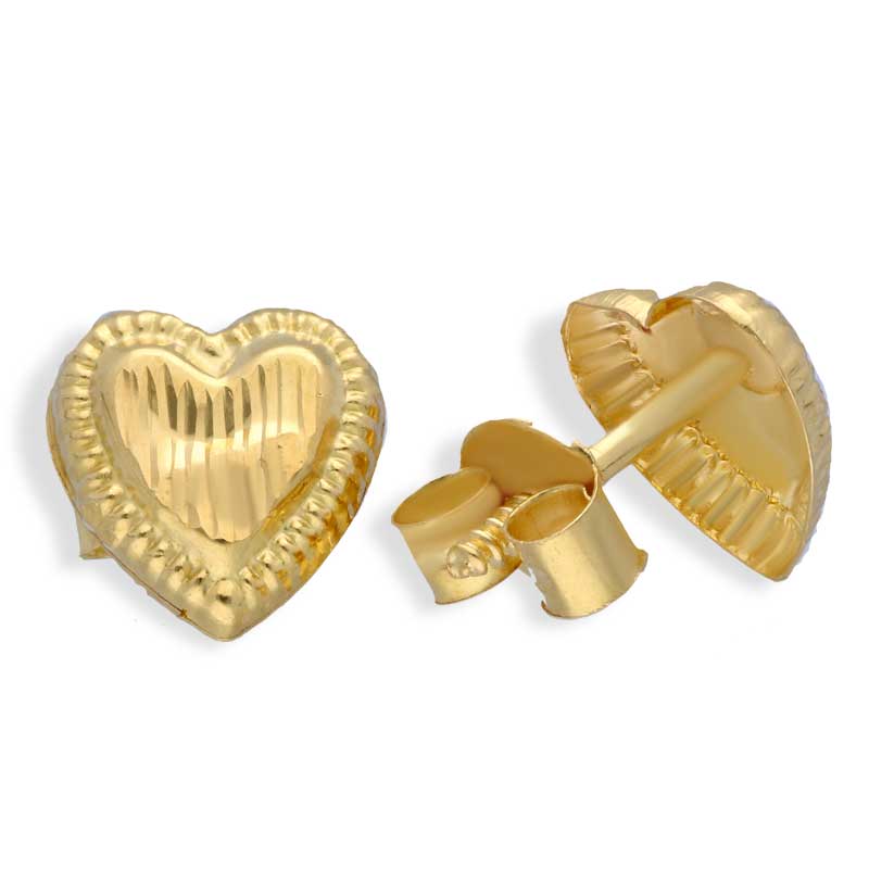 Gold Heart Shaped Pendant Set (Necklace and Earrings) 18KT - FKJNKLST18KU2003