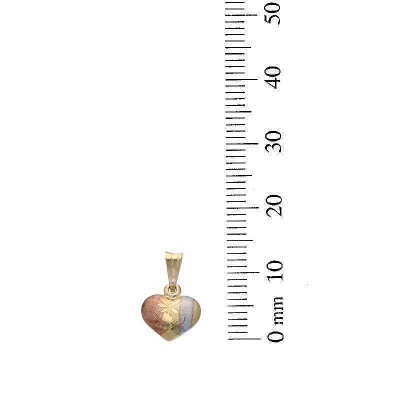 Trio Tone Gold Heart Shaped Pendant Set (Necklace and Earrings) 18KT - FKJNKLST18KU2004