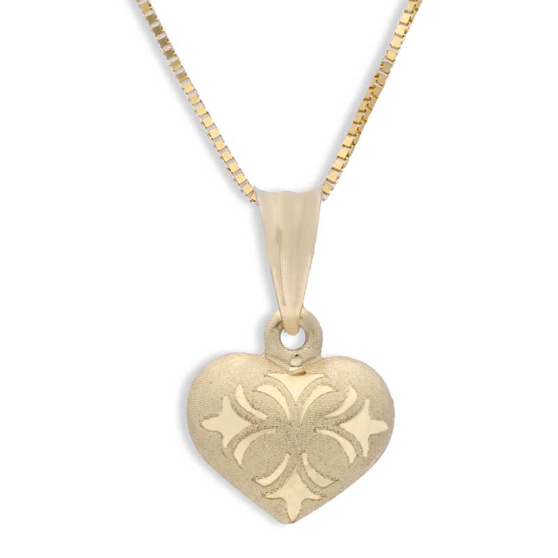 Gold Heart Shaped Pendant Set (Necklace and Earrings) 18KT - FKJNKLST18KU2001