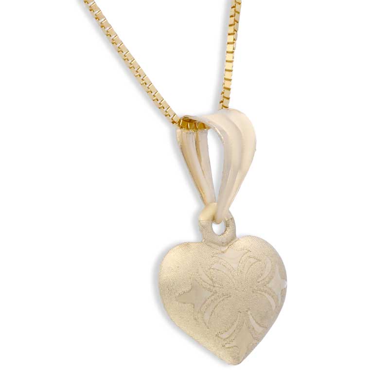 Gold Heart Shaped Pendant Set (Necklace and Earrings) 18KT - FKJNKLST18KU2001