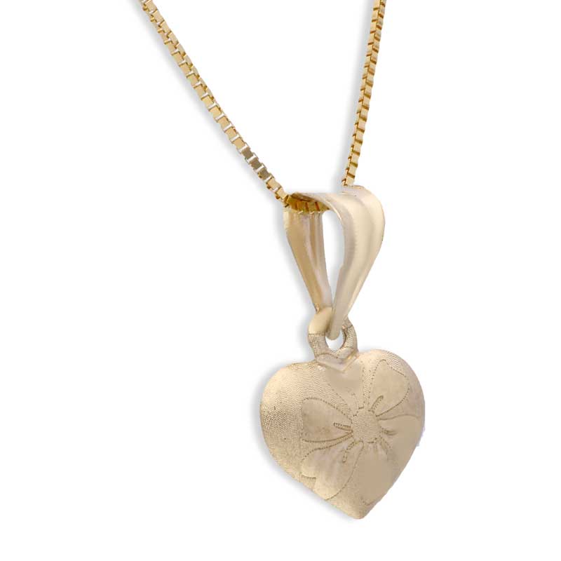 Gold Heart Shaped Pendant Set (Necklace and Earrings) 18KT - FKJNKLST18KU2005