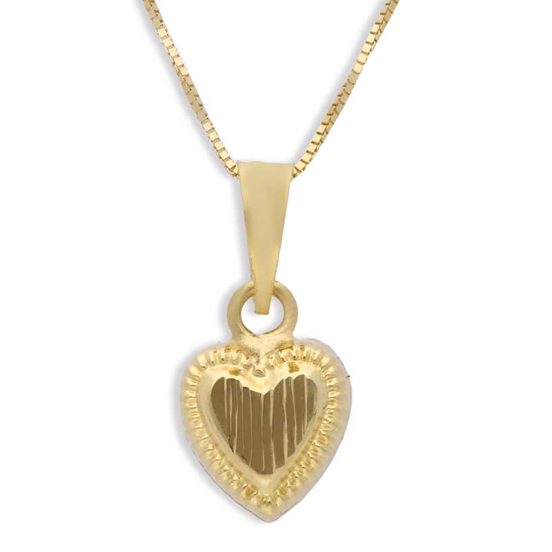Gold Heart Shaped Pendant Set (Necklace and Earrings) 18KT - FKJNKLST18KU2003