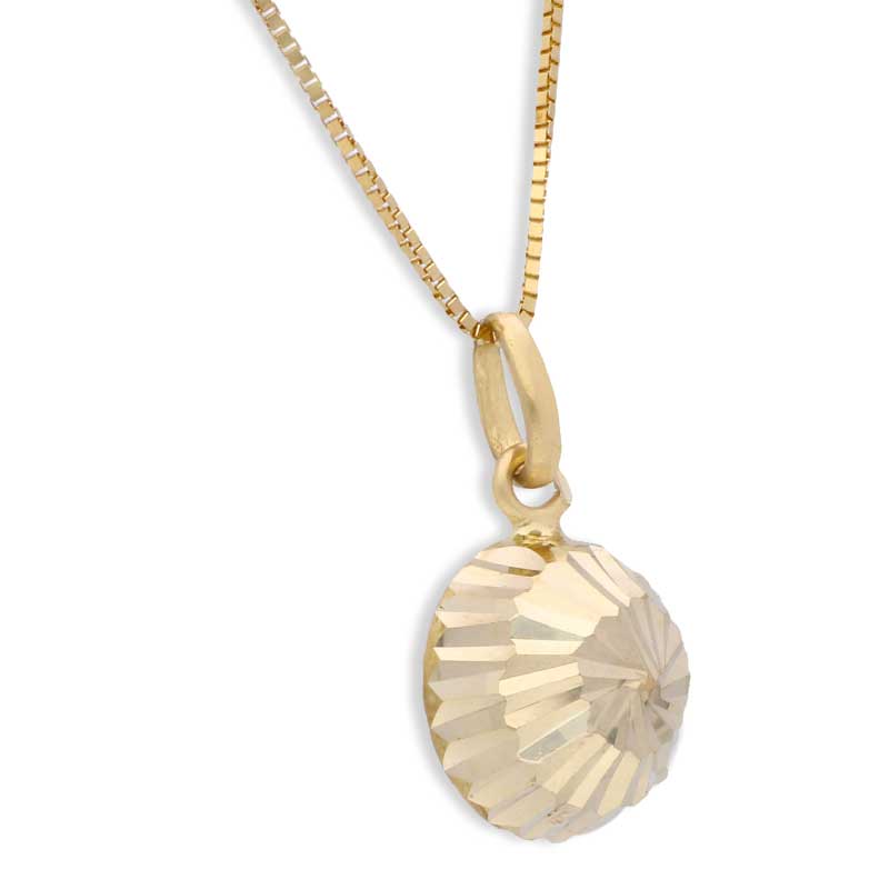 Gold Round Shaped Pendant Set (Necklace and Earrings) 18KT - FKJNKLST18KU2010