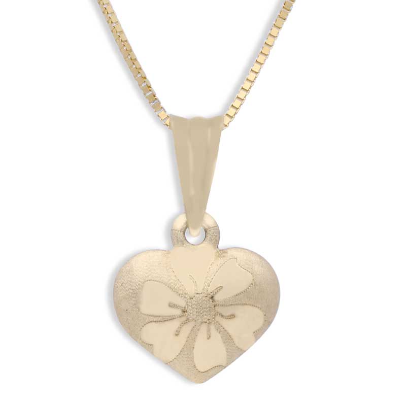 Gold Heart Shaped Pendant Set (Necklace and Earrings) 18KT - FKJNKLST18KU2005