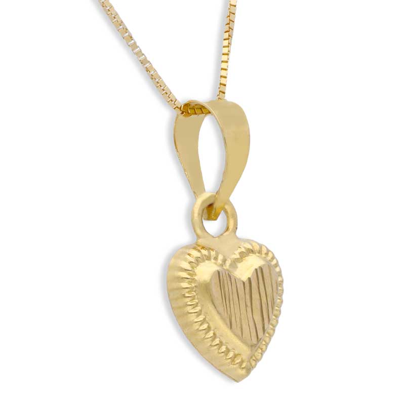 Gold Heart Shaped Pendant Set (Necklace and Earrings) 18KT - FKJNKLST18KU2003
