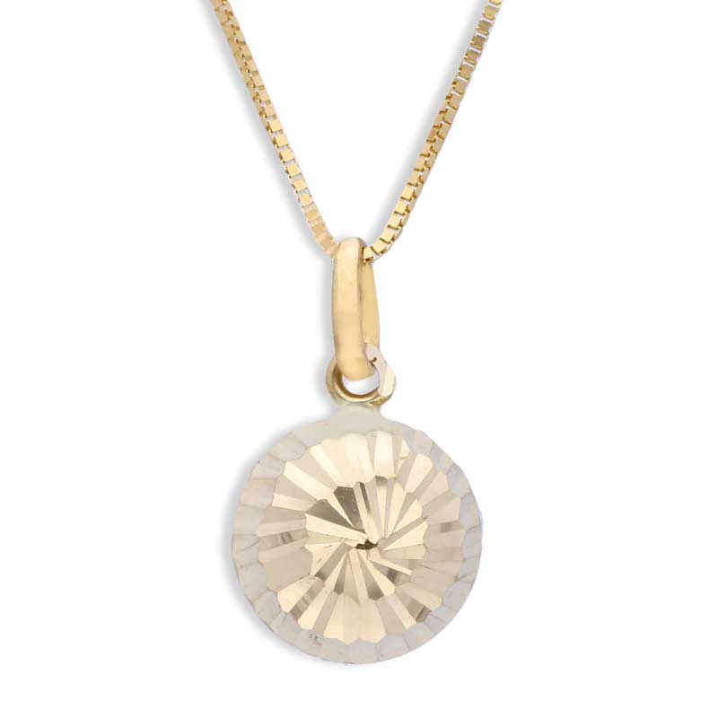 Gold Round Shaped Pendant Set (Necklace and Earrings) 18KT - FKJNKLST18KU2010